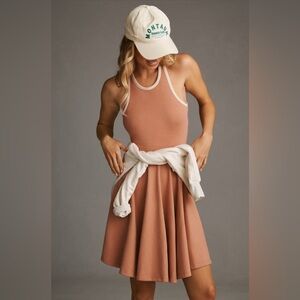 Daily Practice Anthropologie Cutout Fit & Flare Sporty Dress Nude Peach Pink S